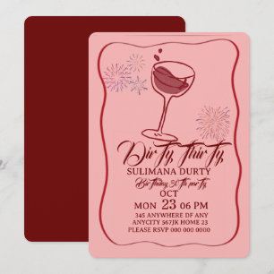 Dirty thirty birthday invitation template, cherry 
