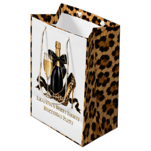 Dirty Thirty Black Gold Birthday Party Medium Gift Bag