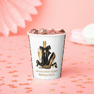 Dirty Thirty Black Gold Birthday Party Paper Cups