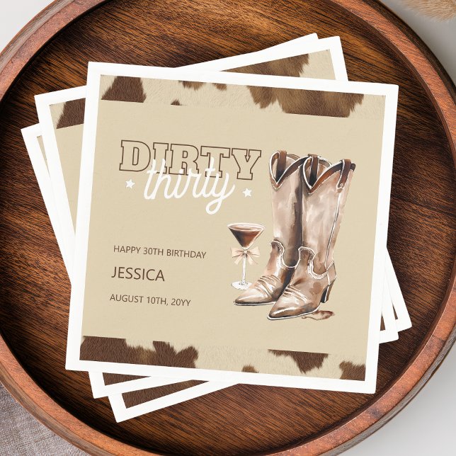 Dirty Thirty Country Western 30th Birthday Party Napkin (Dirty Thirty Country Western 30th Birthday Party Napkins)