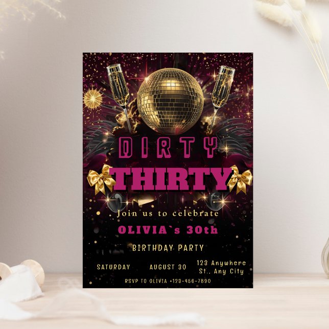 Dirty Thirty Disco Birthday Invitation (Creator Uploaded)