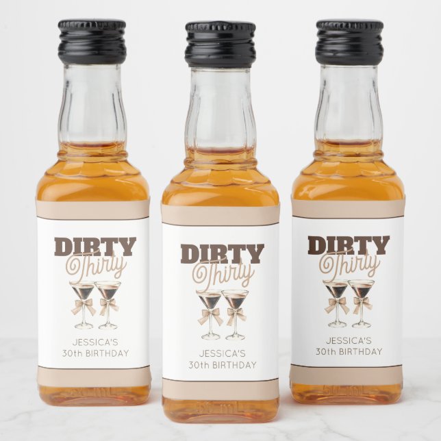 Dirty Thirty Espresso Martini 30th Birthday Party Liquor Bottle Label (Bottles)