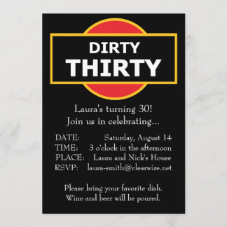 Dirty Thirty Invitation Birthday 30