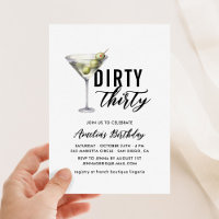 Dirty Thirty Martini 30th Birthday Invitation