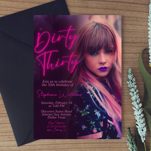 Dirty Thirty Minimalist with Photo Invitation (Creator Uploaded)