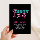 Dirty Thirty Neon Blue & Pink 30TH Birthday Invitation<br><div class="desc">This bright and fun neon blue & pink design is ready to customize for a birthday party!</div>