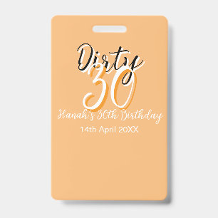 Dirty thirty orange white simple retro birthday ad badge