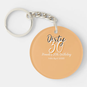 Dirty thirty orange white simple retro birthday ad keychain