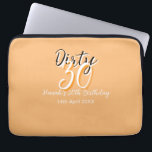 Dirty thirty orange white simple retro birthday ad laptop sleeve<br><div class="desc">Customize template design</div>