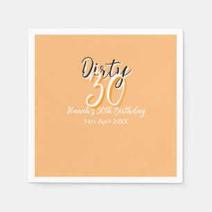 Dirty thirty orange white simple retro birthday ad napkin