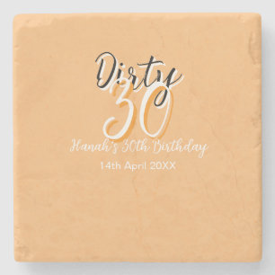 Dirty thirty orange white simple retro birthday ad stone coaster