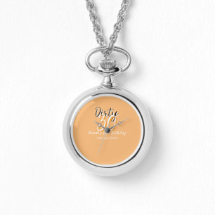 Dirty thirty orange white simple retro birthday ad watch