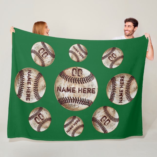 Dirty Vintage Personalized Baseball Throw Blanket (In Situ)