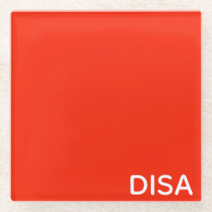 Disa Red colour name Glass Coaster