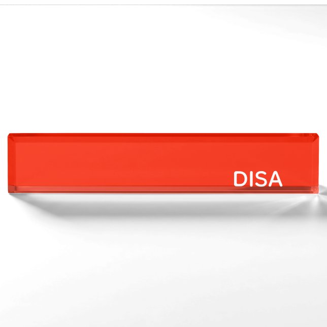 Disa Red colour name Nameplate (Front)