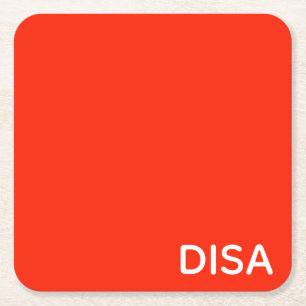Disa Red colour name Square Paper Coaster