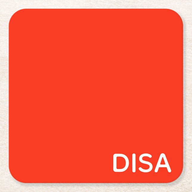 Disa Red colour name Square Paper Coaster (Front)