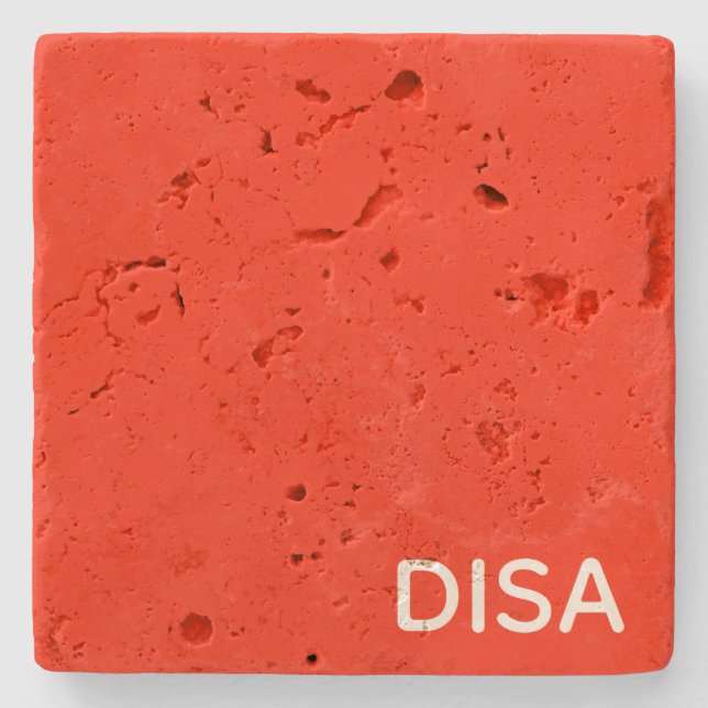 Disa Red colour name Stone Coaster (Front)