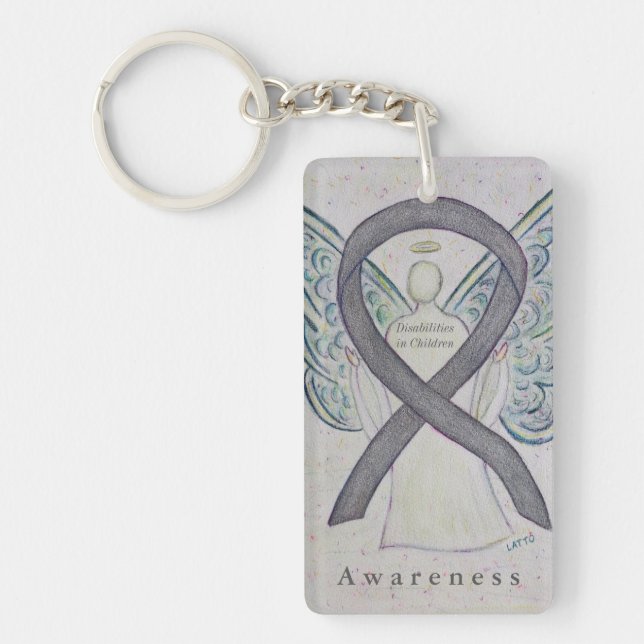 Disabilities in Children Awareness Ribbon Keychain (Front)