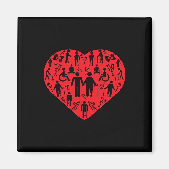 Disabilities love Wheelchair Quadriplegic Parapleg Magnet (Front)