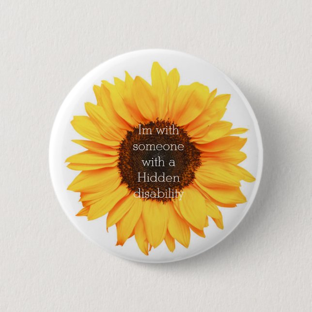 Disability awareness sunflower badge 2 inch round button (Front)