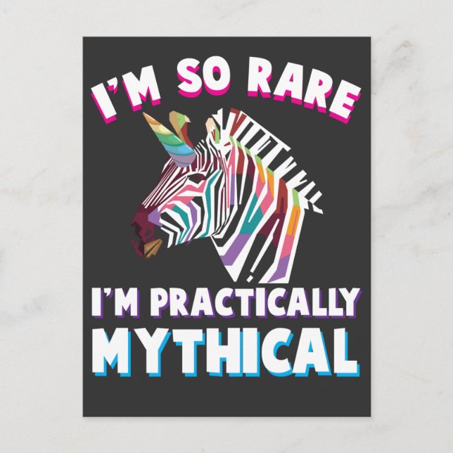 Disability Handicap Colourful Zebra Unicorn Postcard (Front)