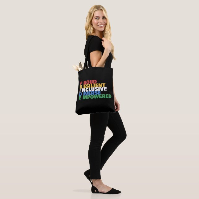 Disability Pride Acronym Bold Typography Black  Tote Bag (On Model)