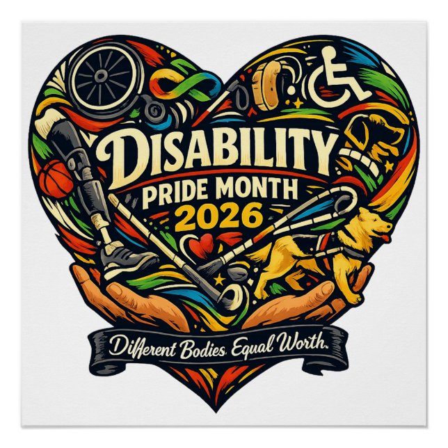 Disability Pride Month 2026 Heart Design Poster (Front)