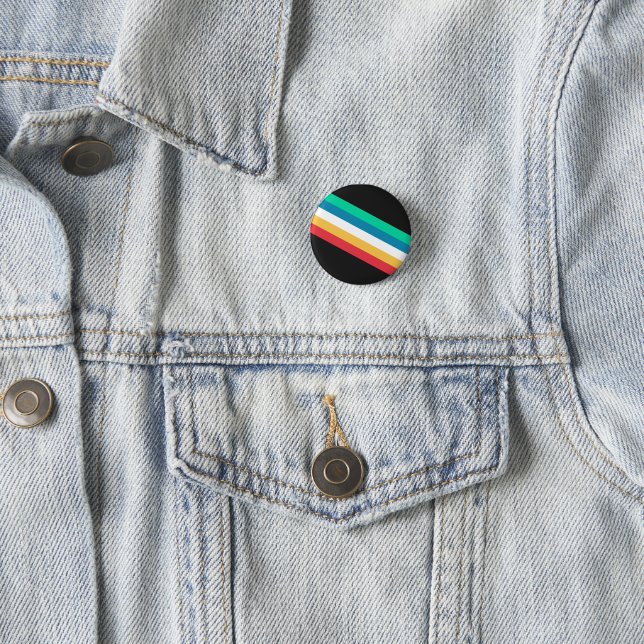 Disability Pride Month Flag 1 Inch Round Button (In Situ)