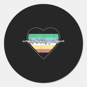 Disability Pride Month Flag Heart Neurodivergent A Classic Round Sticker