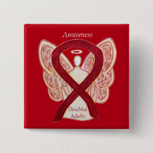 Disabled Adults Awareness Angel Ribbon Art Pin
