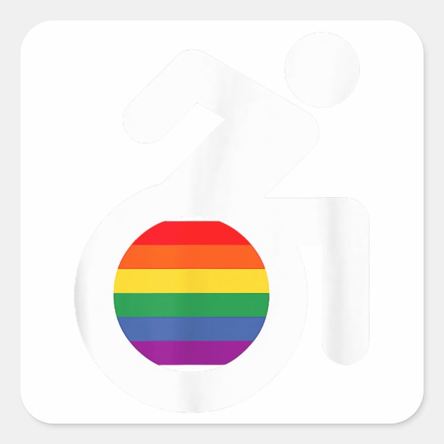 Disabled and Gay LGBT Wheelchair  Square Sticker (Front)