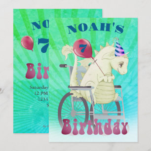 Disabled Boys Dragon Green Birthday Invitation
