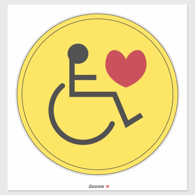 Disabled Car Sticker Love Heart Yellow (Sheet)