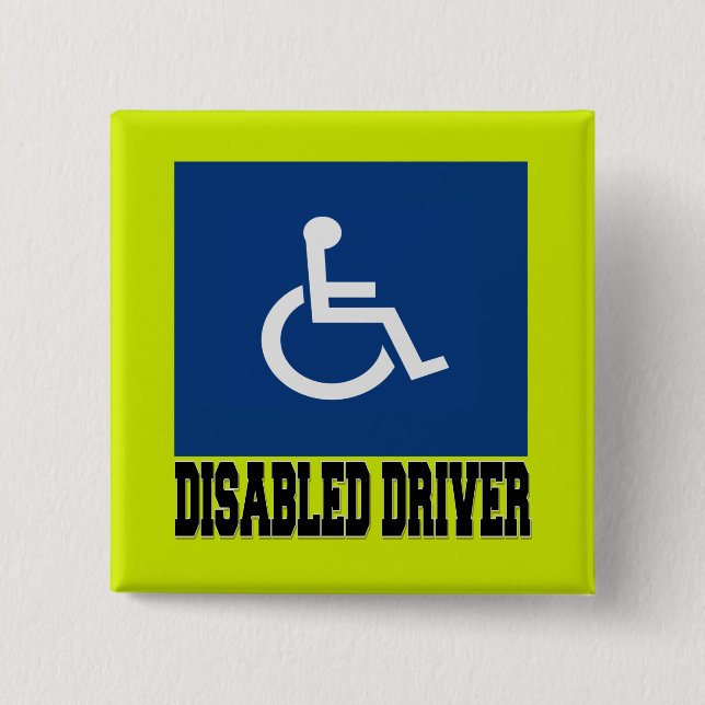Disabled Driver 2 Inch Square Button (Front)