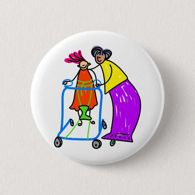Disabled Girl 2 Inch Round Button (Front)