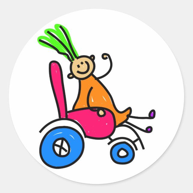 Disabled Girl Classic Round Sticker (Front)