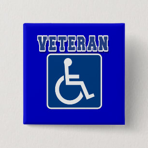 Disabled Handicapped Veteran 2 Inch Square Button