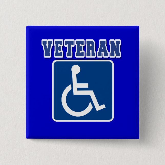 Disabled Handicapped Veteran 2 Inch Square Button (Front)