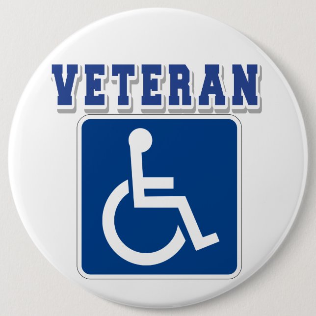 Disabled Handicapped Veteran 6 Inch Round Button (Front)