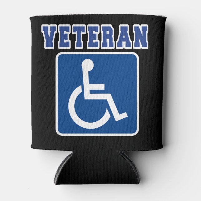 Disabled Handicapped Veteran Can Cooler (Front)