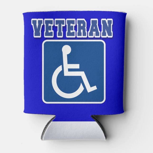 Disabled Handicapped Veteran Can Cooler (Front)