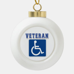 Disabled Handicapped Veteran Ceramic Ball Christmas Ornament
