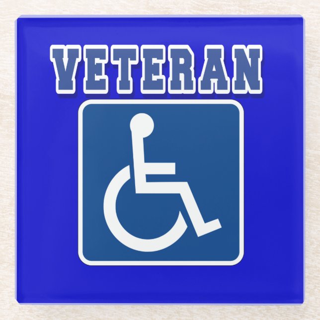 Disabled Handicapped Veteran Glass Coaster (Front)