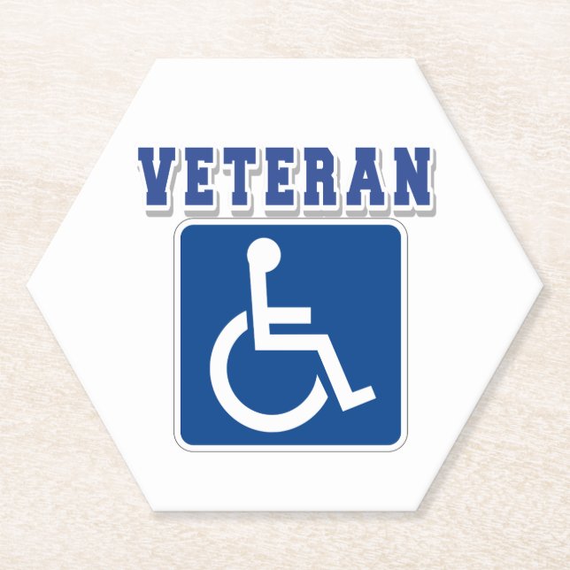 Disabled Handicapped Veteran Paper Coaster (Front)