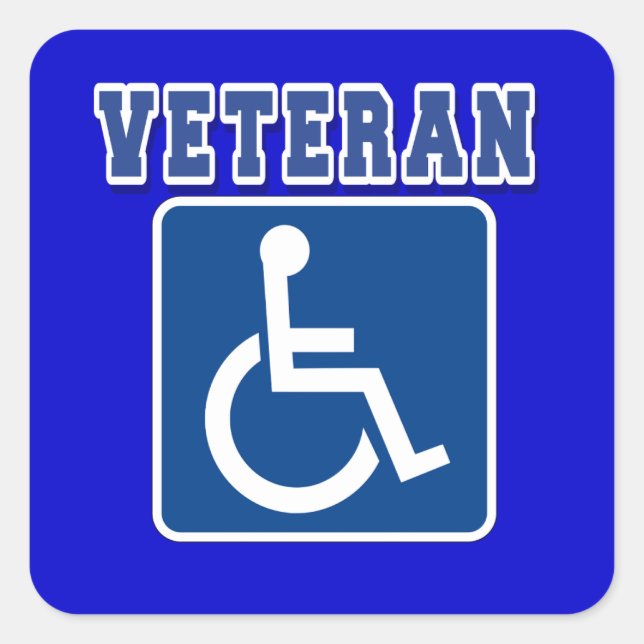 Disabled Handicapped Veteran Square Sticker (Front)