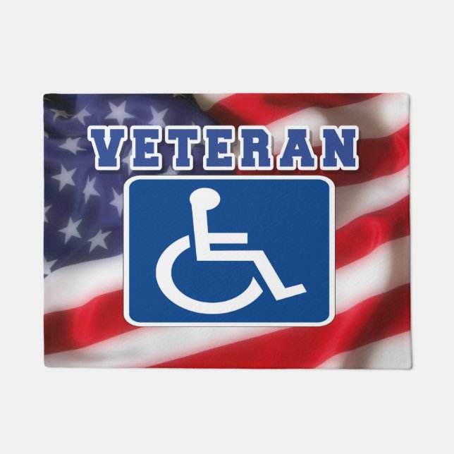 Disabled Handicapped Veteran USA Doormat (Front)