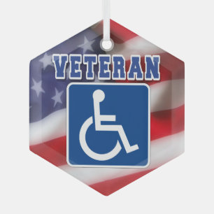 Disabled Handicapped Veteran USA Glass Ornament