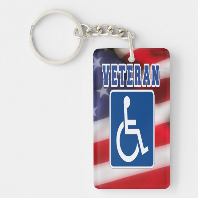 Disabled Handicapped Veteran USA Keychain (Front)