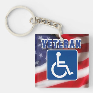 Disabled Handicapped Veteran USA Keychain